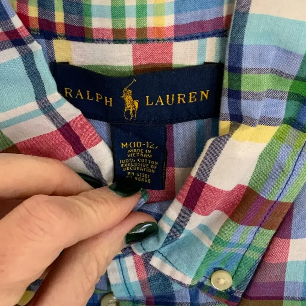 Ralph Lauren Plaid‎ Short Sleeve shirt size medium 10/12
